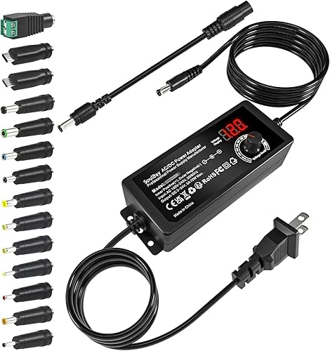 SoulBay Adaptador universal de fuente de alimentación de CA CC de 72 W, 3 V a 24 V de salida con voltaje ajustable y pantalla de voltios para