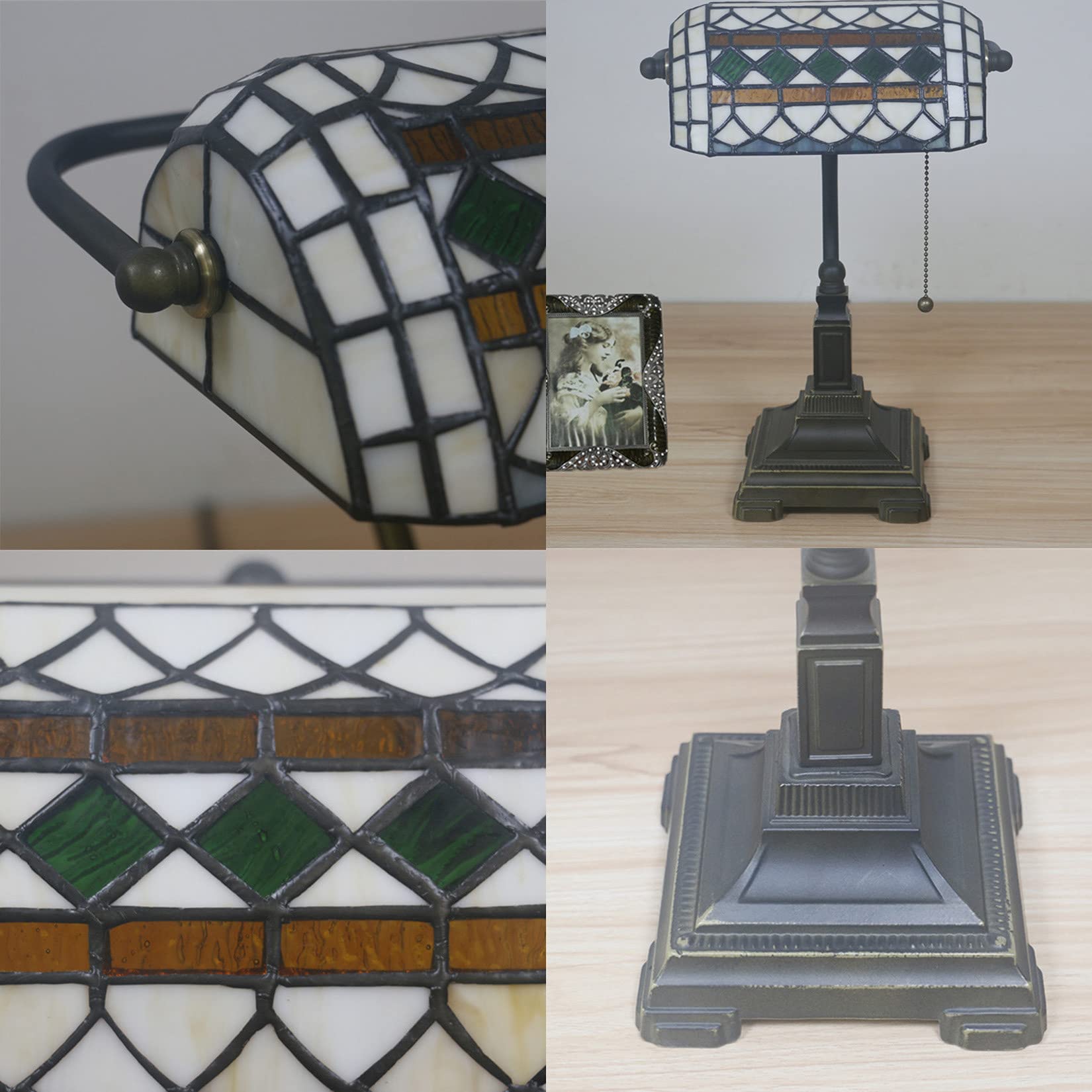 Lampy podłogowe/stołowe lampa bankierów vintage witrażowy stół śródziemnomorskie lampki nocne do czytania sypialnia kawiarnia bar (śródziemnomorski A)