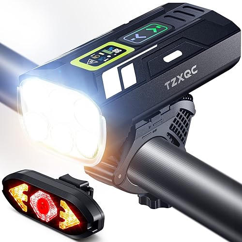 Brillante juego de faros delanteros y traseros de bicicleta de 2000 lúmenes, potentes proyectos LED de 6 cuentas de 888 pies, batería de 60 horas y