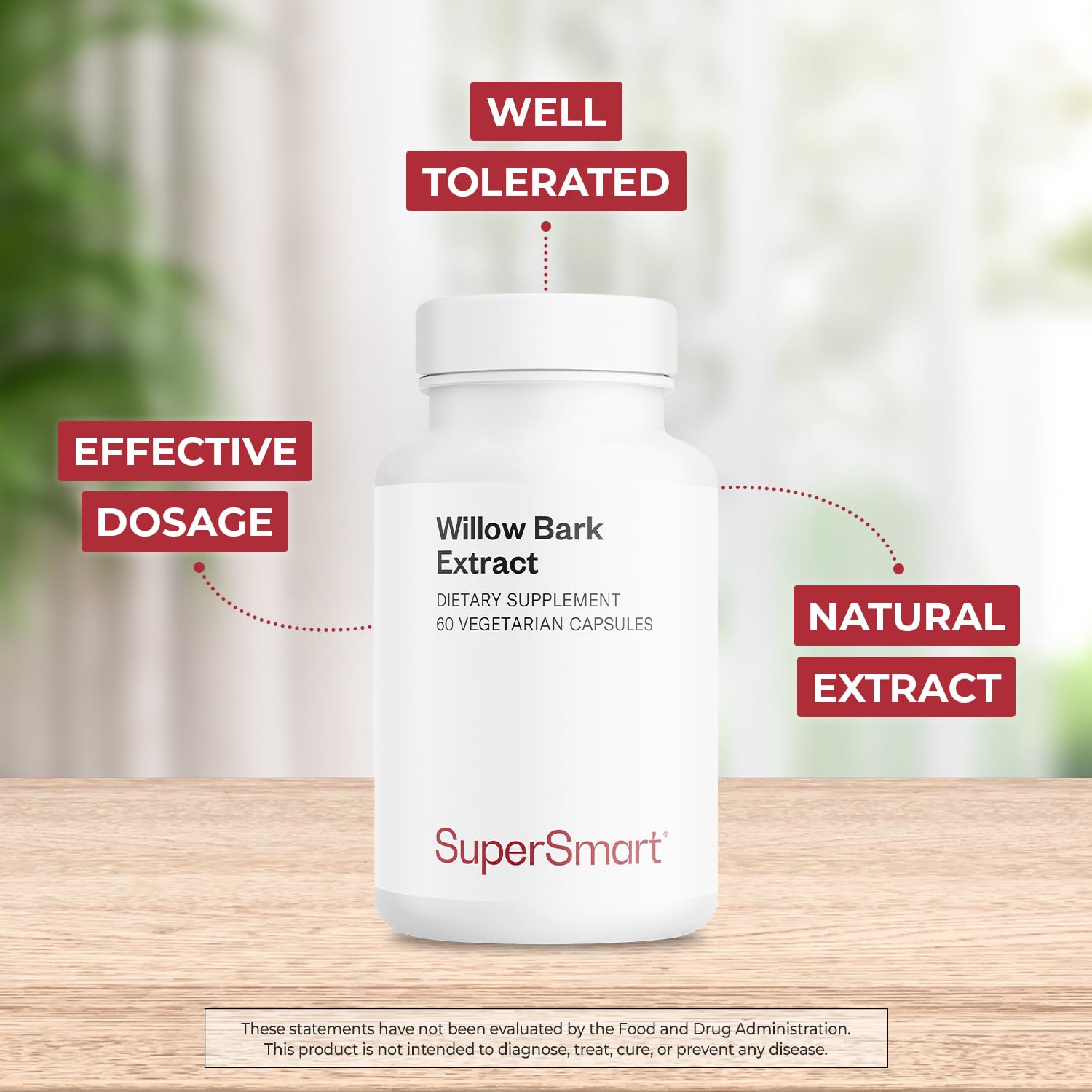 Willow Bark Extract - Corteccia di salice bianco - Aiuta ad alleviare naturalmente il dolore cronico - Contribuisce alla salute del cuore e alla circolazione sanguigna - Vegano - Supersmart