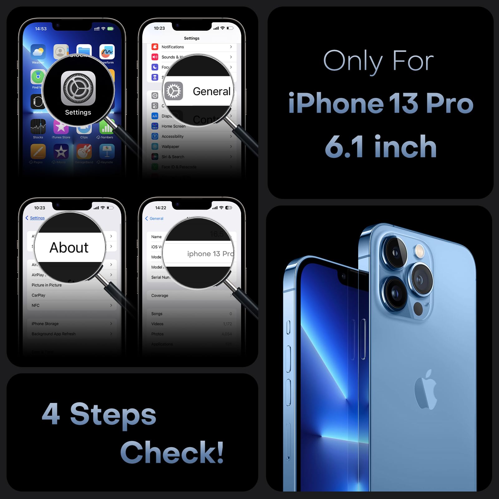 TOCOL 3 in 1 Cover Magnetica per iPhone 13 Pro 6,1 Pollic, con 2 Vetro Temperato, Compatibile con MagSafe [Protezione Fotocamera Integrata] Custodia Antiurto Traslucida Opaca, Blu Chiaro