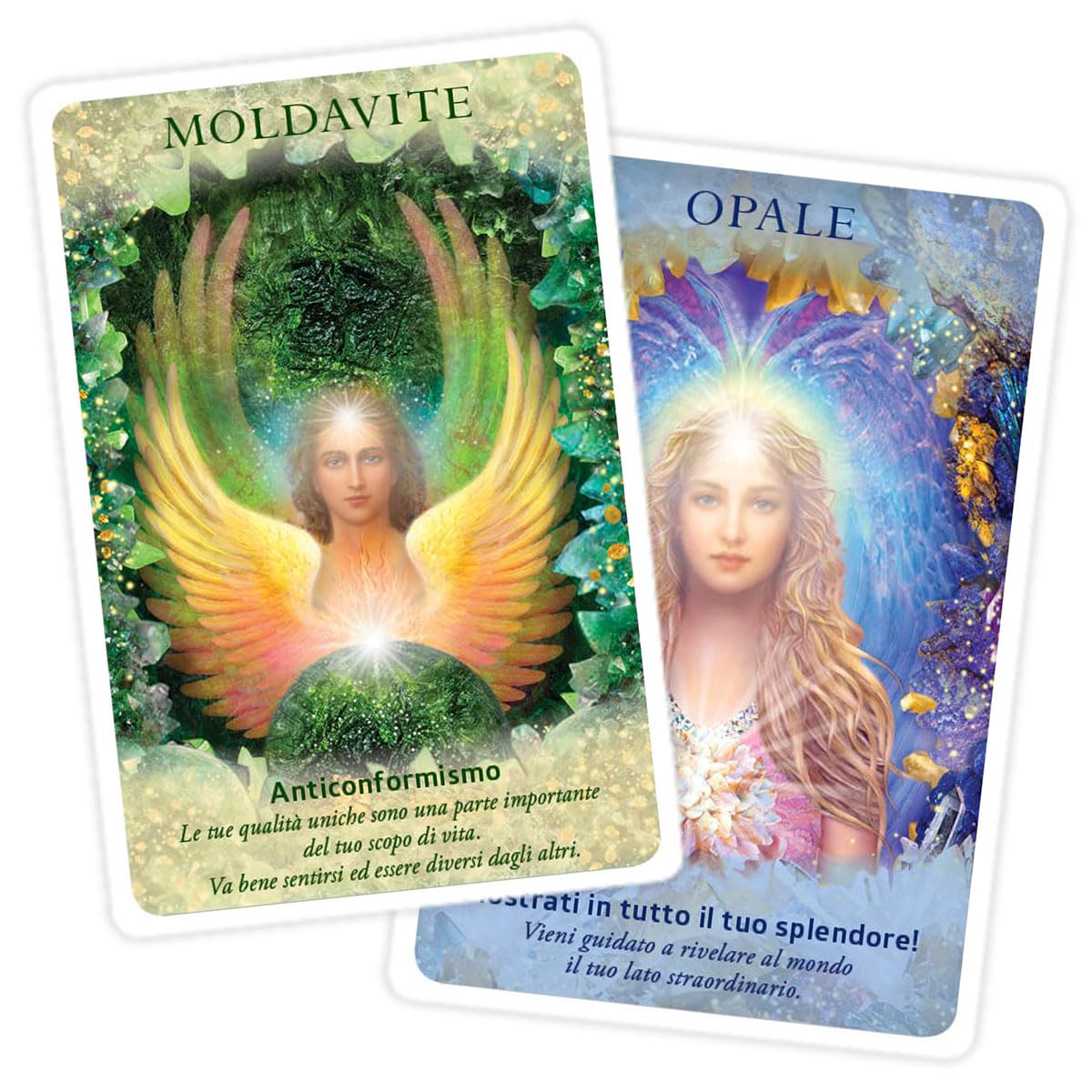 Crystal Angels Le Carte dell’oracolo. 44 Carte oracolari di Angeli e Cristalli con guida illustrata. Regalo per cristalloterapia, numerologia, arti divinatorie. Fai una domanda e leggi la frase.