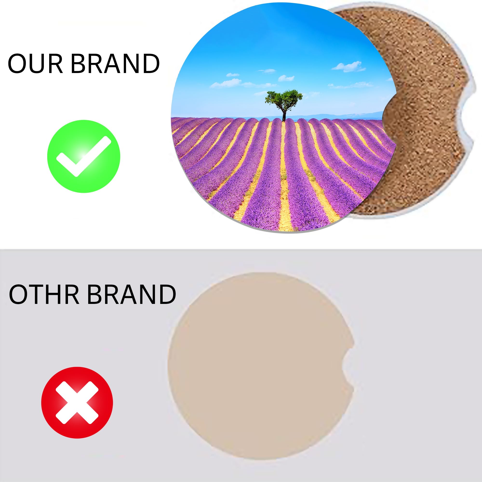 Car Cup Holder Coasters- Lavender Blooming Tree 2 Pack Cup Coasters Car Accessories Interior Aesthetic for Men Women — view 6