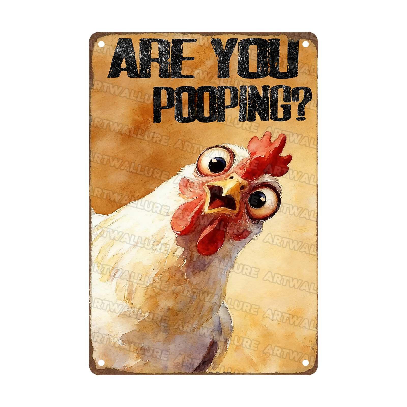 Metal Are You Pooping Sign Funny Chicken Wall Decor for Home Bathroom Poster Restroom Toilet Washroom 8x12Inch