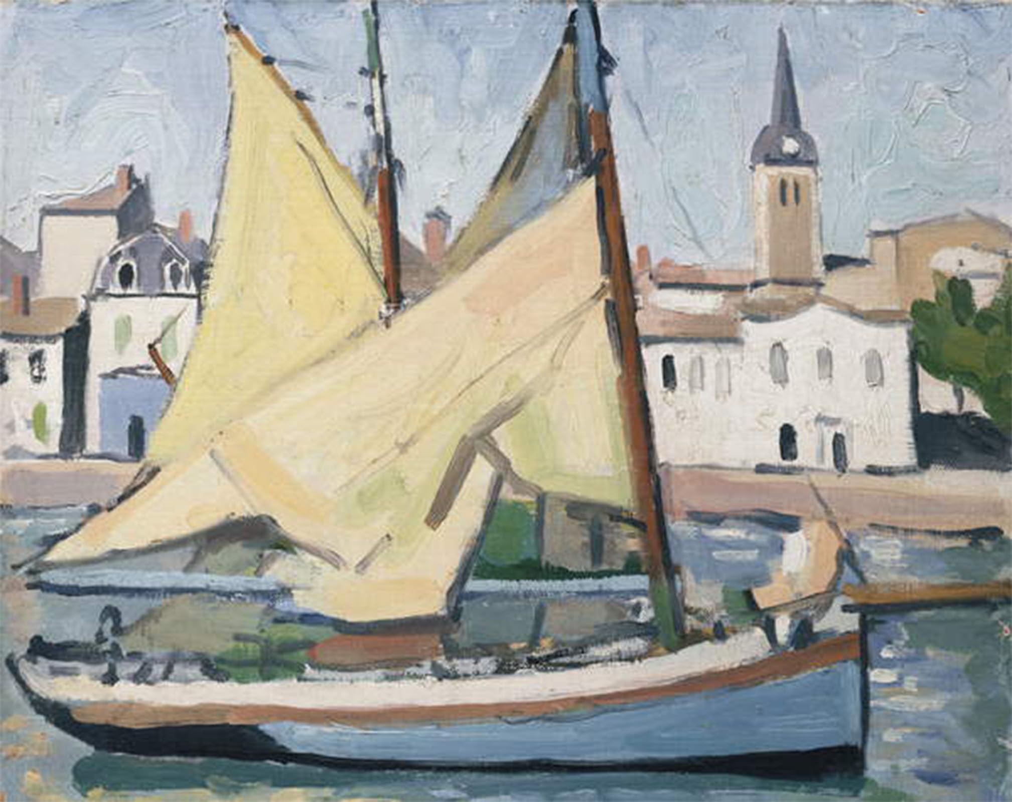 SERENDIPITP Retro Picture Poster Wall Art Pictures Painting the Yacht and the Church La Chaume by Albert Marquet Wall Art Canvas Print for Wall Decor 60x90cm