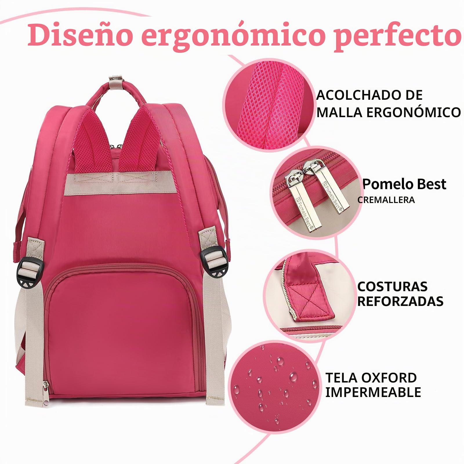 Pomelo Best Mochila para Pañales para bebé, Mochila con Cambiador y Gancho para Cochecito de bebé, Mochila Impermeable para Viajes