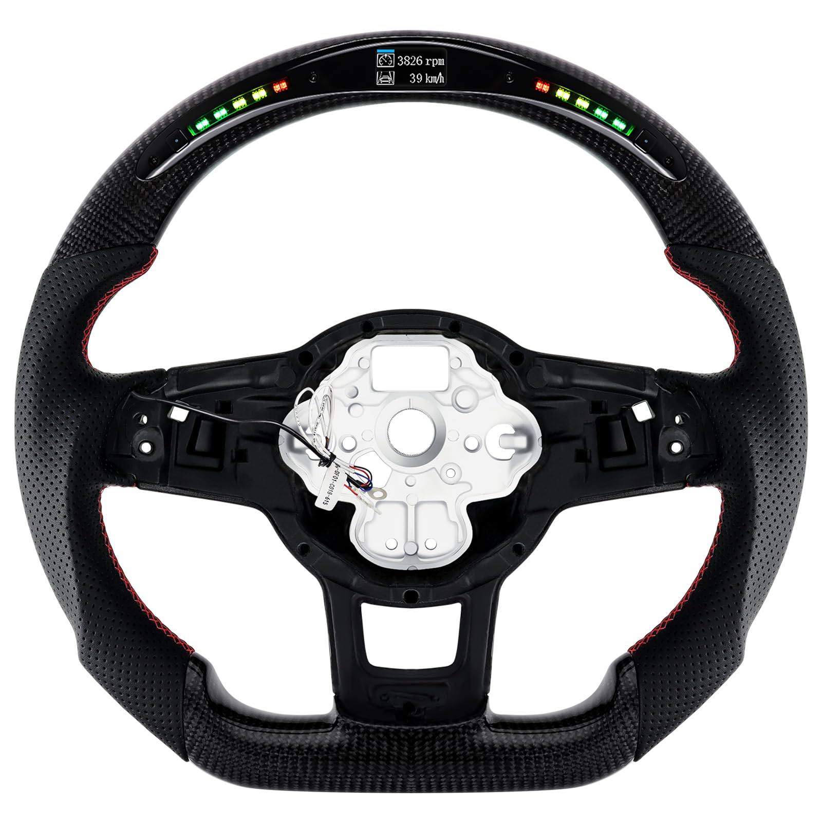 Volante Da Corsa In Carbonio E Pelle - 320 Mm - Rosso - Universale Per Auto Sportive - Foto 6