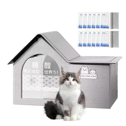 Casa de refrigeración para Gatos, casa Plegable para Gatos y Perros con 10 Bolsas de Hielo