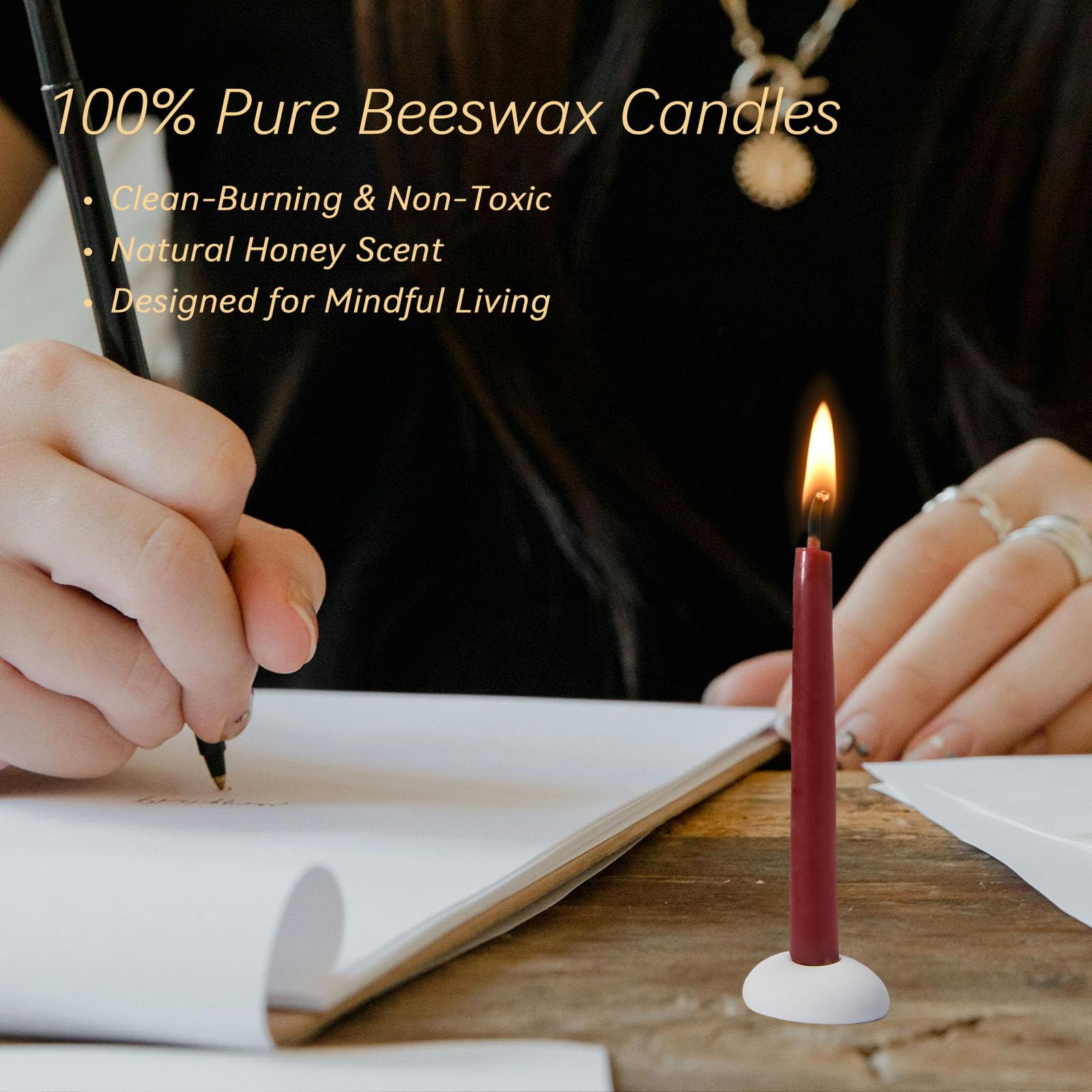 20 Minuten 100 % reines Bienenwachskerzen, Mini-Kerzen, achtsame Meditationskerzen, rauchfrei und tropffrei, mit Halter für Yoga, Gebet, Entspannung (Rot, 60 Stück)