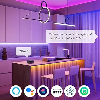 SwitchBot Tiras LED luces RGB WiFi Bluetooth de 16,4 pies con control de App, funcionan con Alexa y Google assistant, control remoto y sincronización de música para el hogar, cocina, televisión :