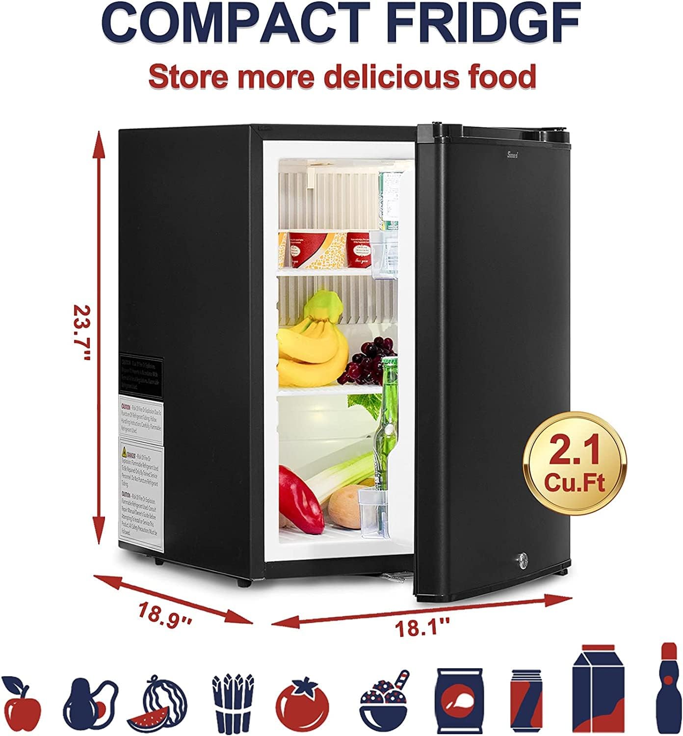 Amazon.com: Smad 12V RV Refrigerator 2.1 Cu.Ft 0 db Compact