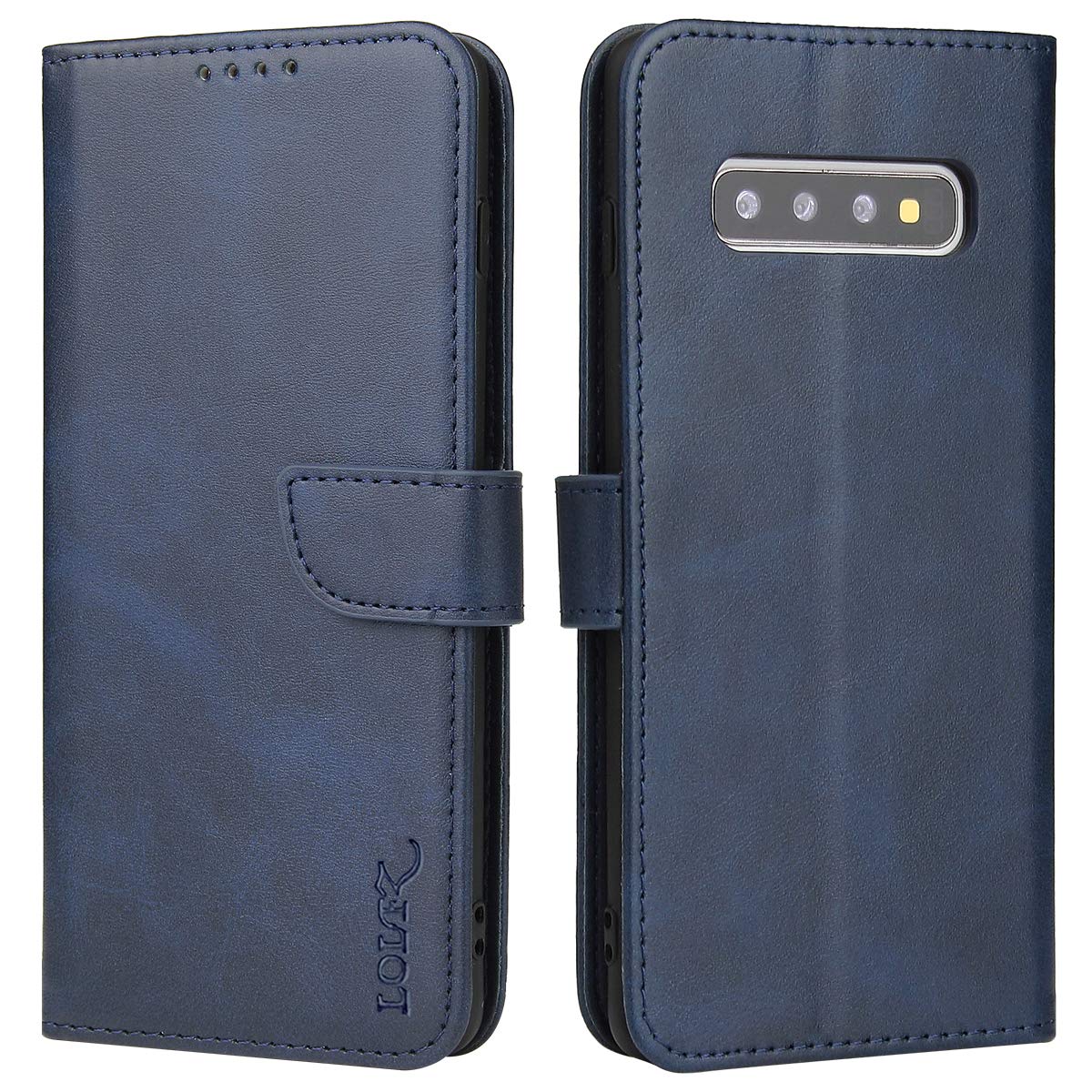 Wallet Case for Samsung Galaxy S10, Vintage Leather Book Case with Card Holder Kickstand Magnetic Closure Flip Case Cover for Samsung Galaxy S10 - Blue
