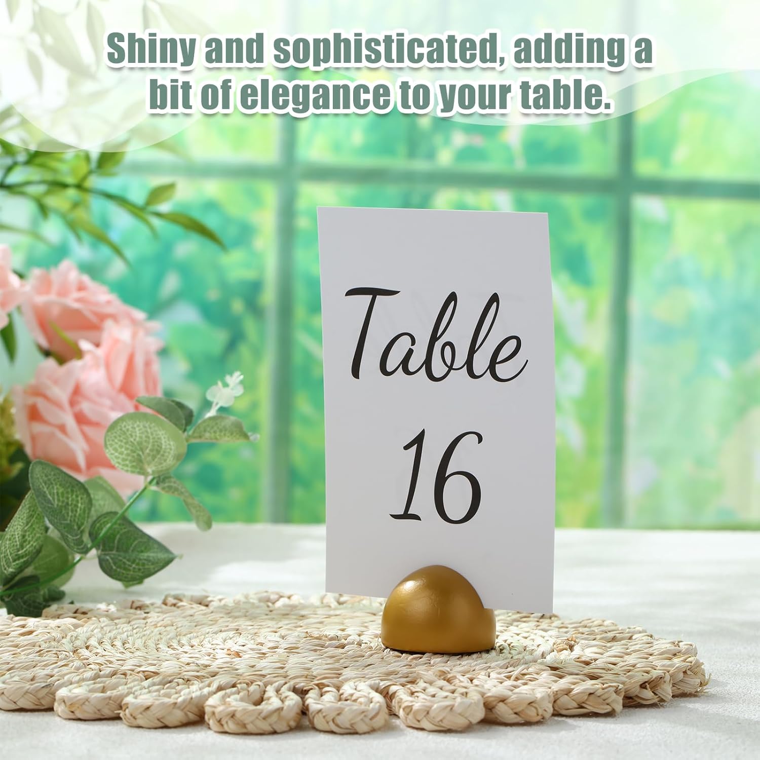 Queekay 30 Packs Gold Round Table Number Stands with 1-30 Cards- 4x6 Inch, Wedding Table Number Holders for Reception, Centerpieces, Party Decorations(Gold)