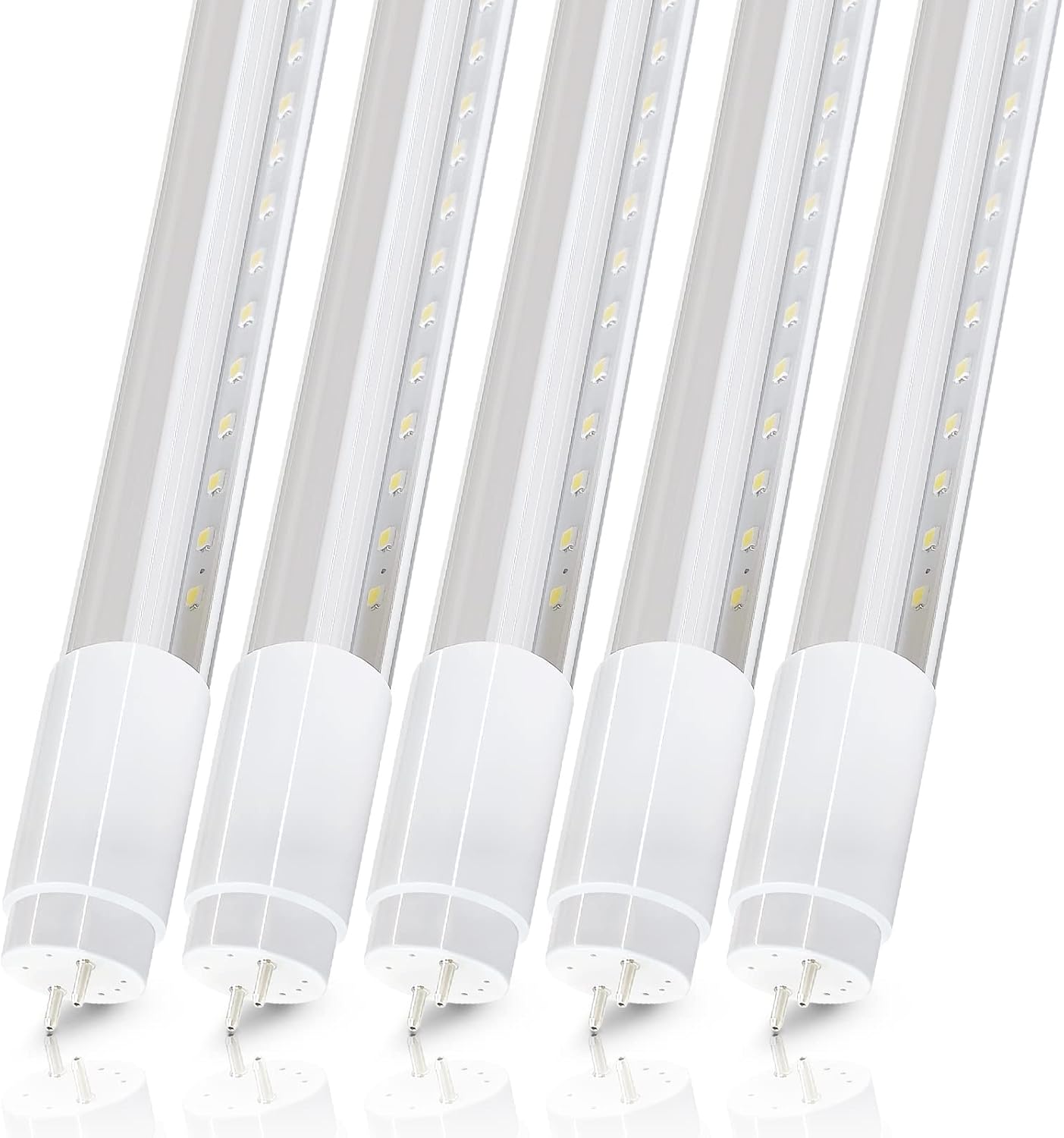 LEDONE T8 4FT Tube Lights Bulbs, Frosted Glass Tube, 5000K, Type A+B Ballast Bypass Double Ended, 17W 2500LM, 120-277Vac, UL NSF Listed, 25PK