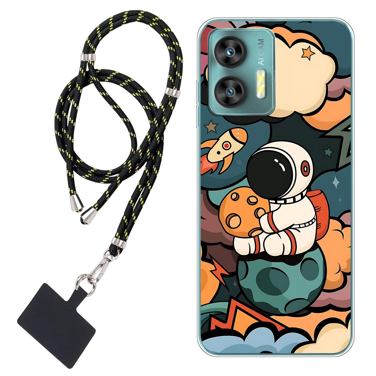 Hülle Für OUKITEL C1 PRO + Lanyard - Slim TPU Case Mit Delphin Design & Verstellbarem Band