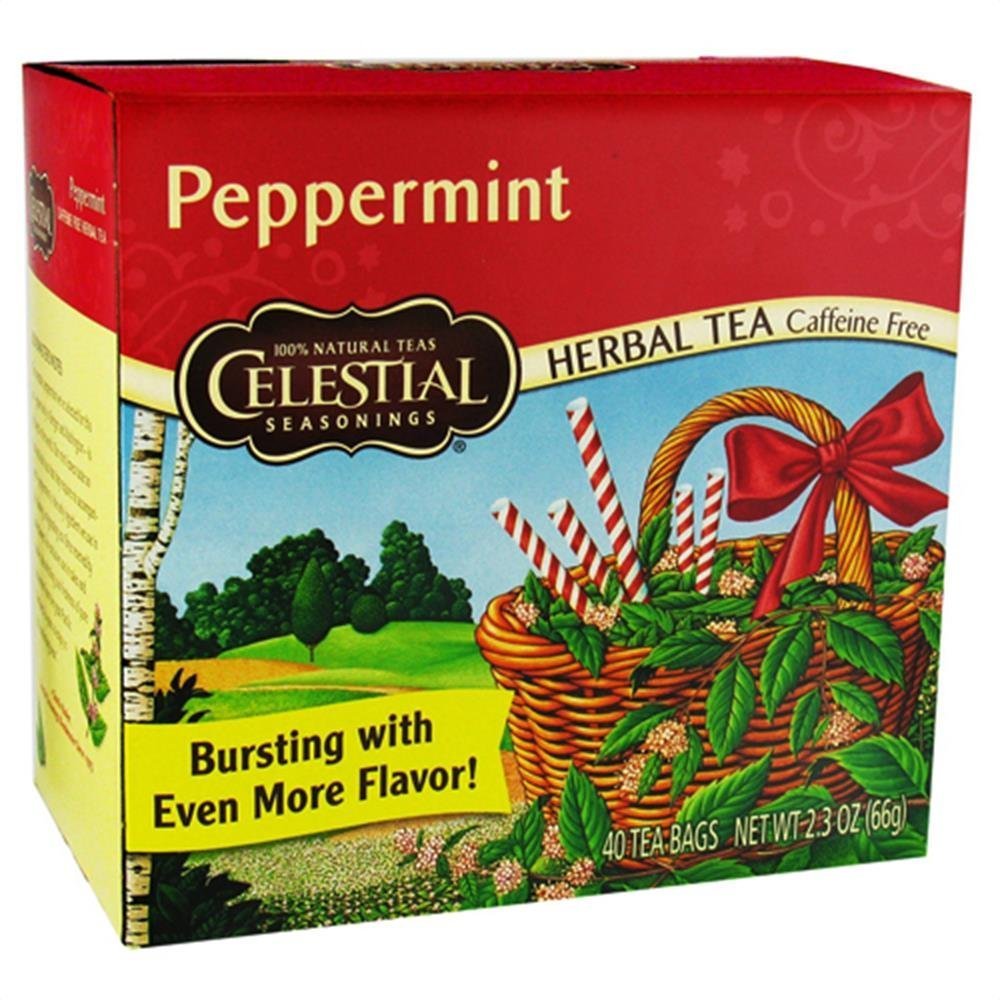 Celestial Seasonings Herbal Tea Caffeine Free Peppermint - 40 Tea Bags - Case of 6