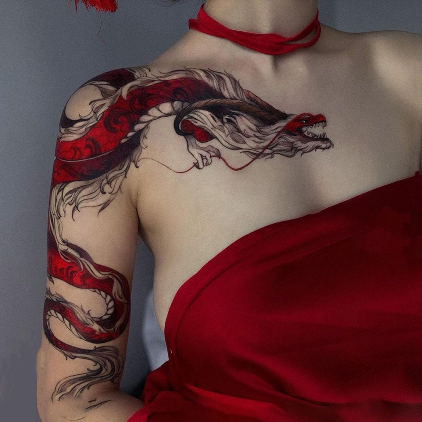 Large Temporary Tattoos Women Temporary Neck Tattoos Temporary Realistic Flower Chest Tattoo for Adults (Temporary Tattoos Sticker 27)