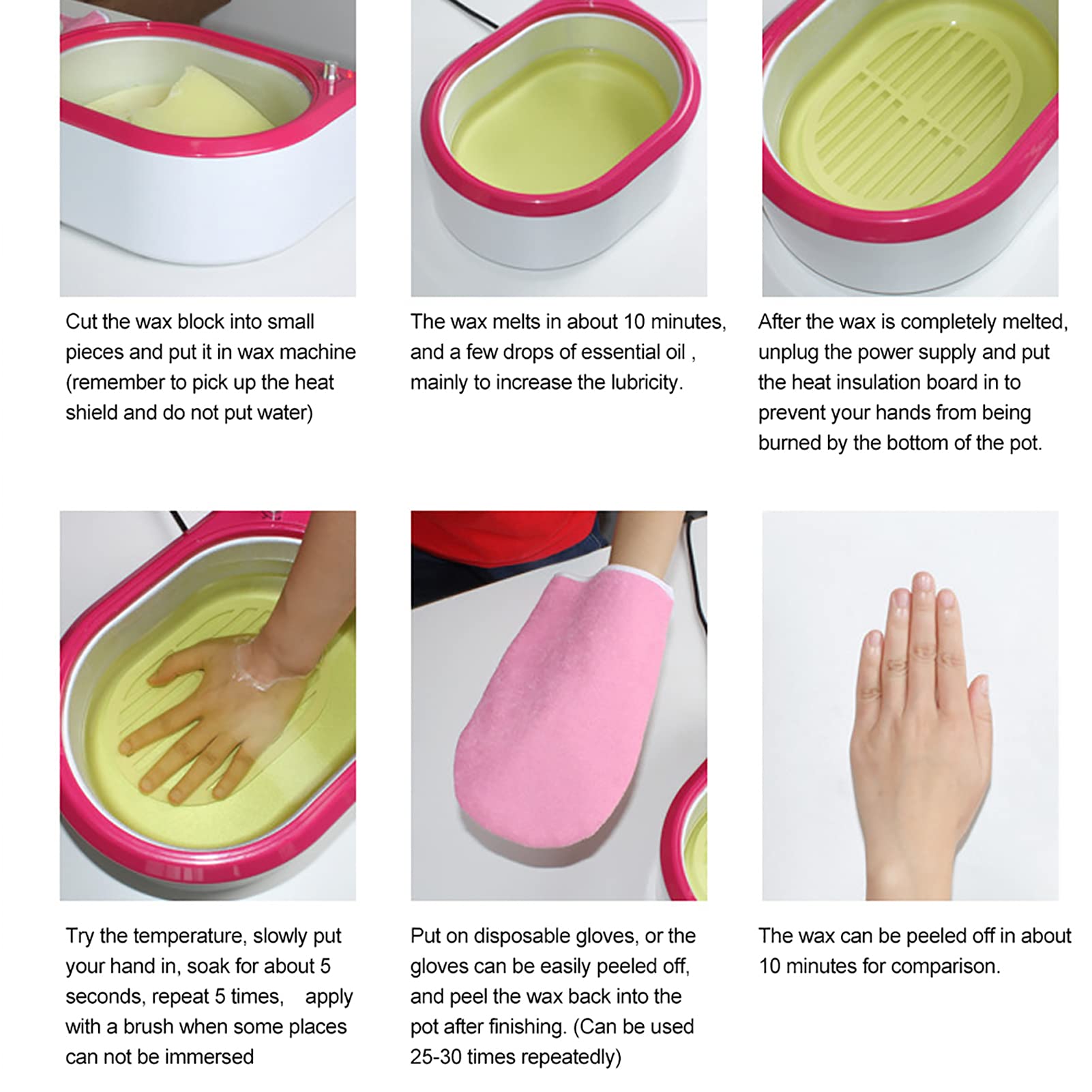 Cire de paraffine, 2 pièces cires de paraffine hydratante nourrissante cire de paraffine bain main pied masque beauté hiver soins la peau recharges cire pour spa maison salon soins du visage (citron)