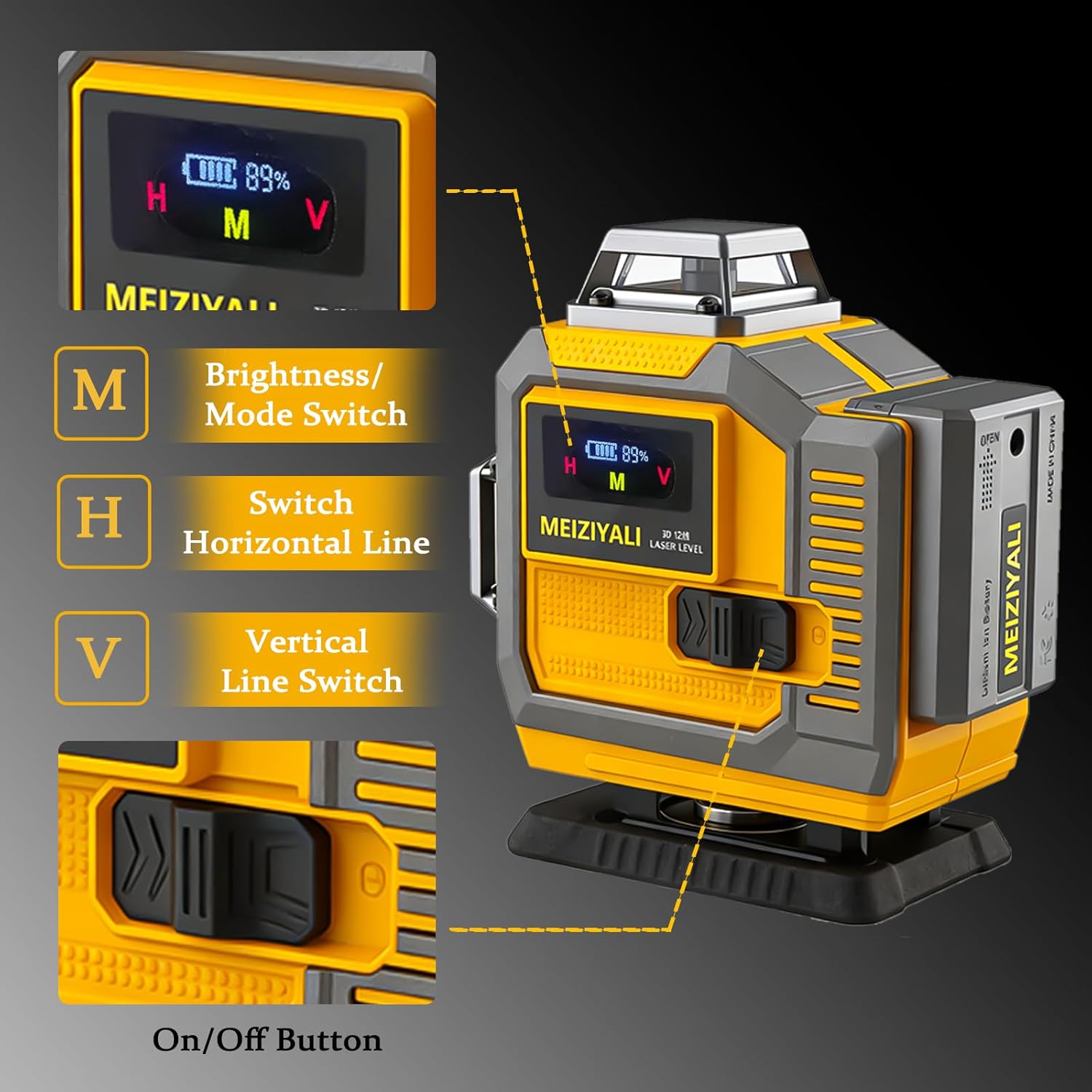 MEIZIYALI 16 Lines Self-Leveling Laser Level with Tripod, 4x360°4D Green Cross Line Vertical & Horizontal Laser for Construction,Home Renovation,Remote Controller&Durable Case（＜1mw）