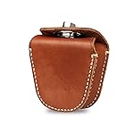 KOSIBATE Ammo Pouch, Genuine Leather Ammo Holder Bag Storage for .22 22LR .38 .45 Hunting Military Belt Gun Ammo Case Brown