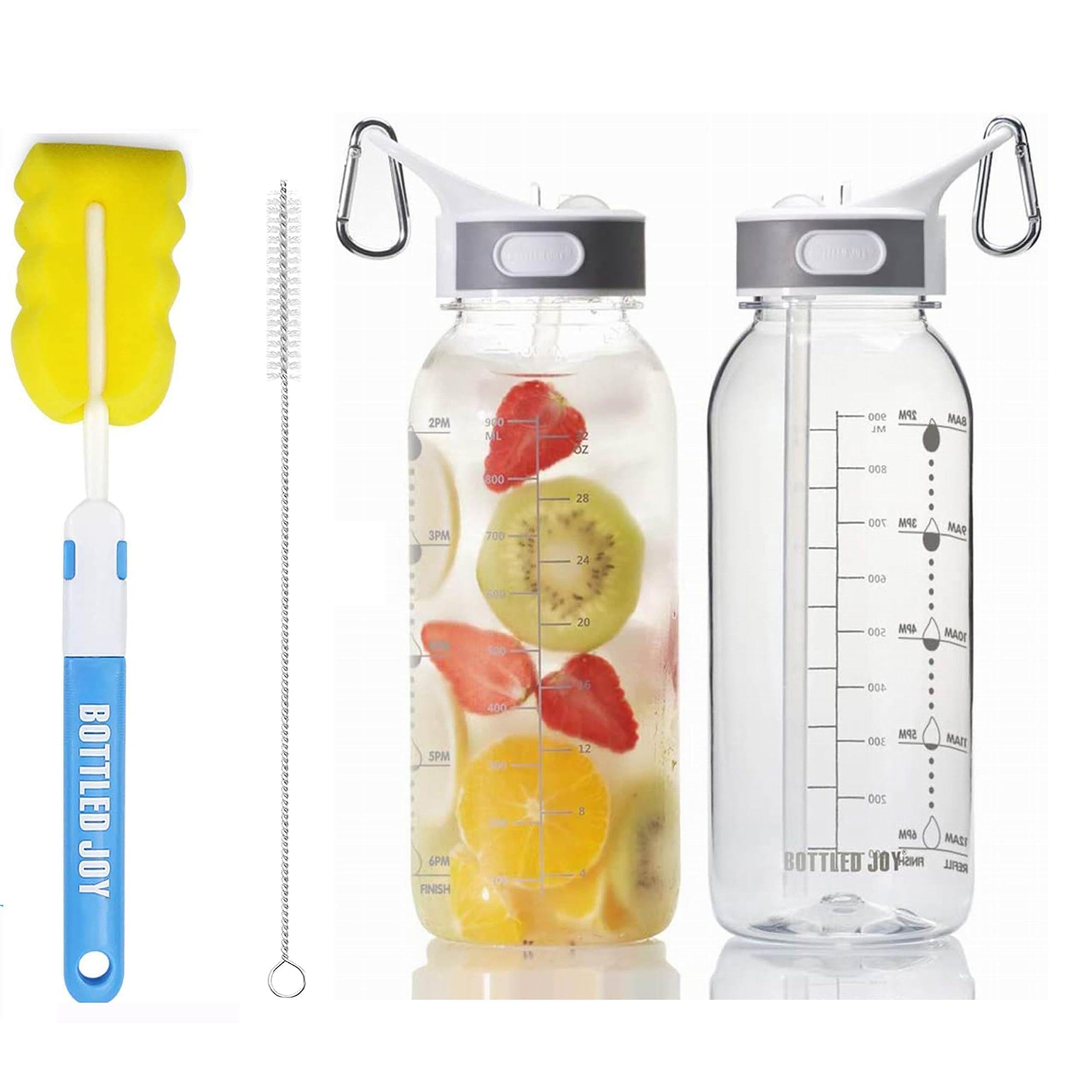 Botella de agua Tritan de 32 onzas con popote y marcador de tiempo motivacional, botella de agua deportiva de flujo rápido, sin BPA, no tóxica para fitness, gimnasio y actividades al aire libre