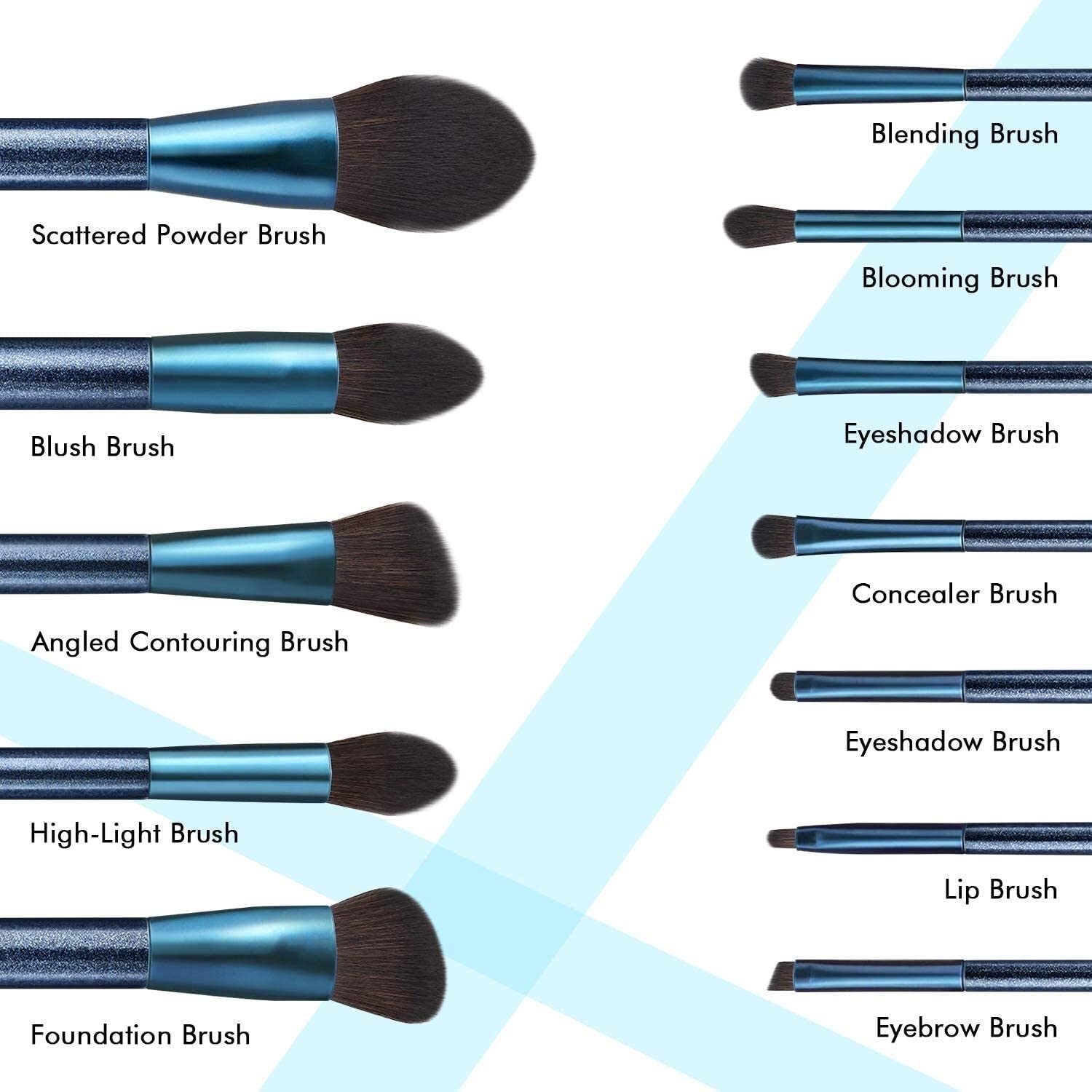 Pennelli for Il Trucco Professionale 12 Pezzi, Fondazione Polvere Blush Blush Blending Concealer Eyeshadow Brush Set