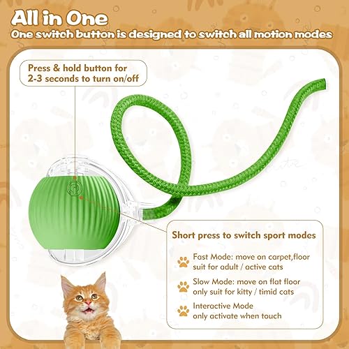 Miniatura 2 de Pelotas interactivas para gatos de interior, juguetes automáticos mejorados para gatos adultos aburridos en interiores, pelota, Peppy Pet Ball para