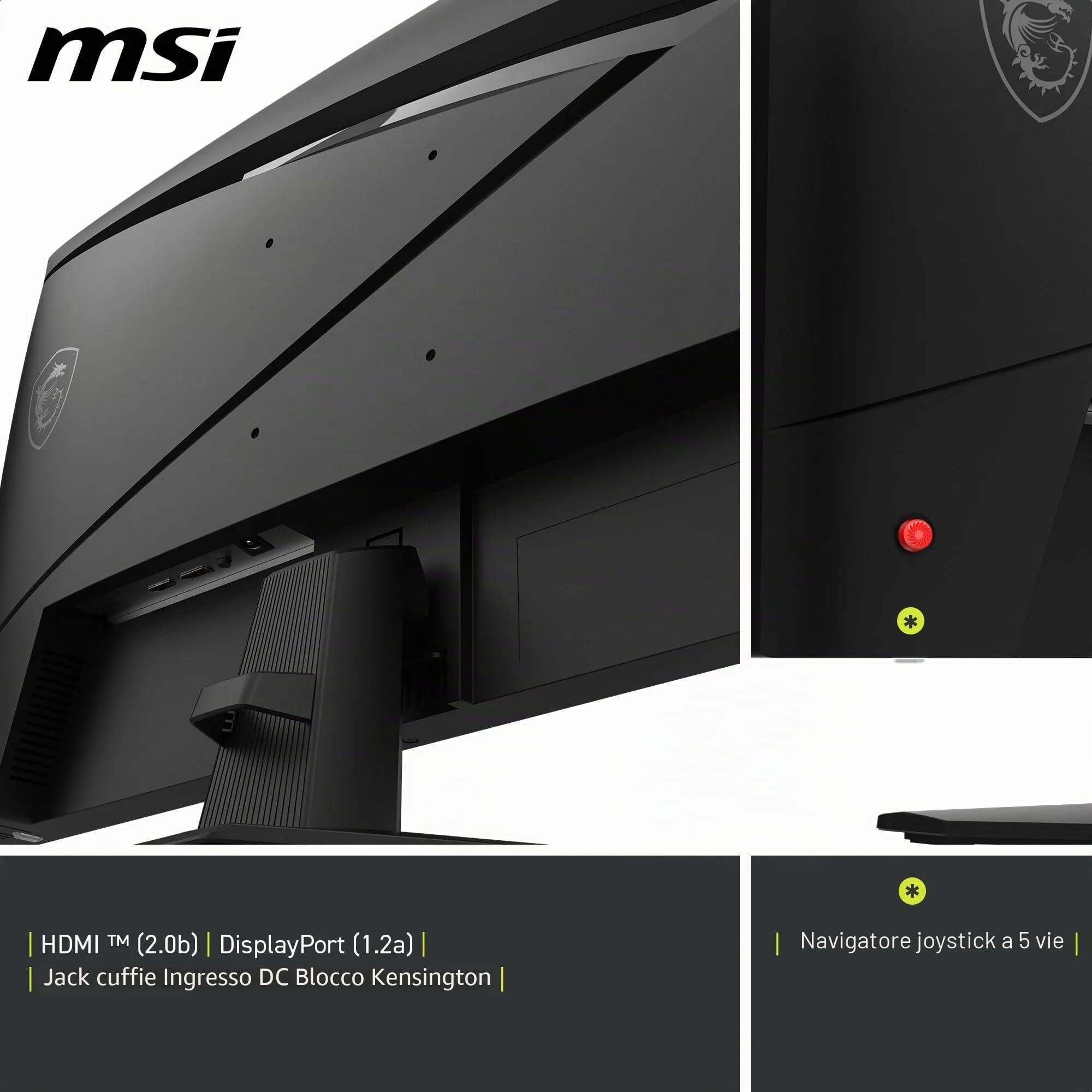msi MAG 274F Monitor Gaming 27" FHD, 1920x1080 Pannello Rapid IPS, 200Hz, 0,5ms (GtG), HDR Ready, Eye Care, AI Vision, HDMI 2.0b, DP 1.2a, Design senza bordi, Stand Regolabile in Inclinazione