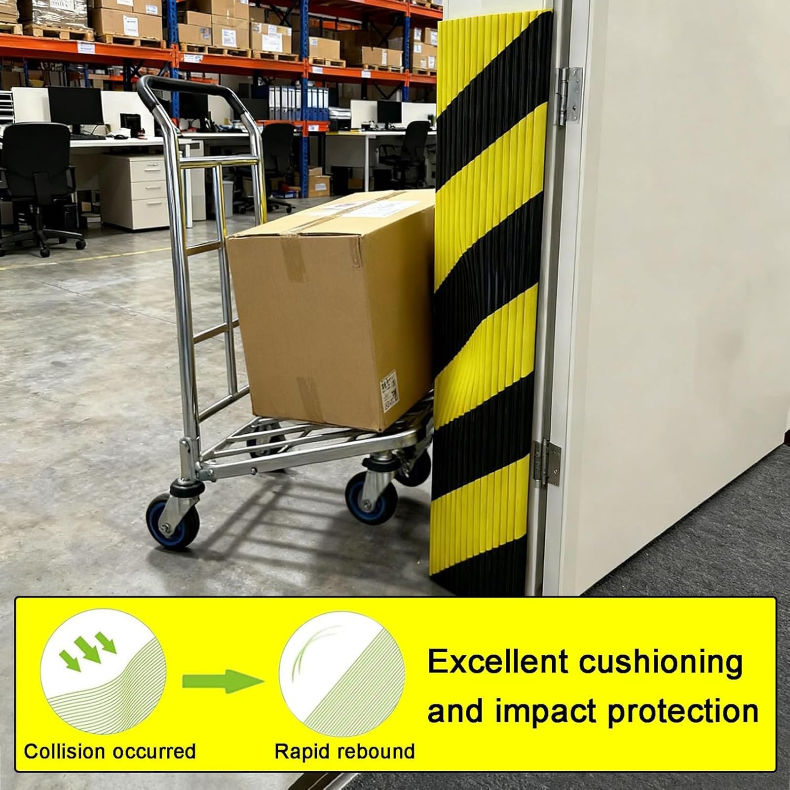 Protector de borde de espuma de alta visibilidad de 39 pulgadas, protectores de pared de garaje en forma de W con rayas amarillas y negras, parachoques de seguridad de esquina industriales