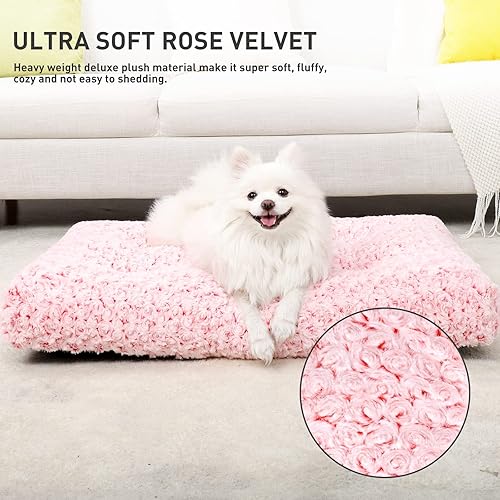 Miniatura 35 de KSIIA - Cama lavable tipo jaula para perro, cómoda almohadilla antideslizante para mascotas, para razas de perros grandes, jumbo, medianos y Rosa