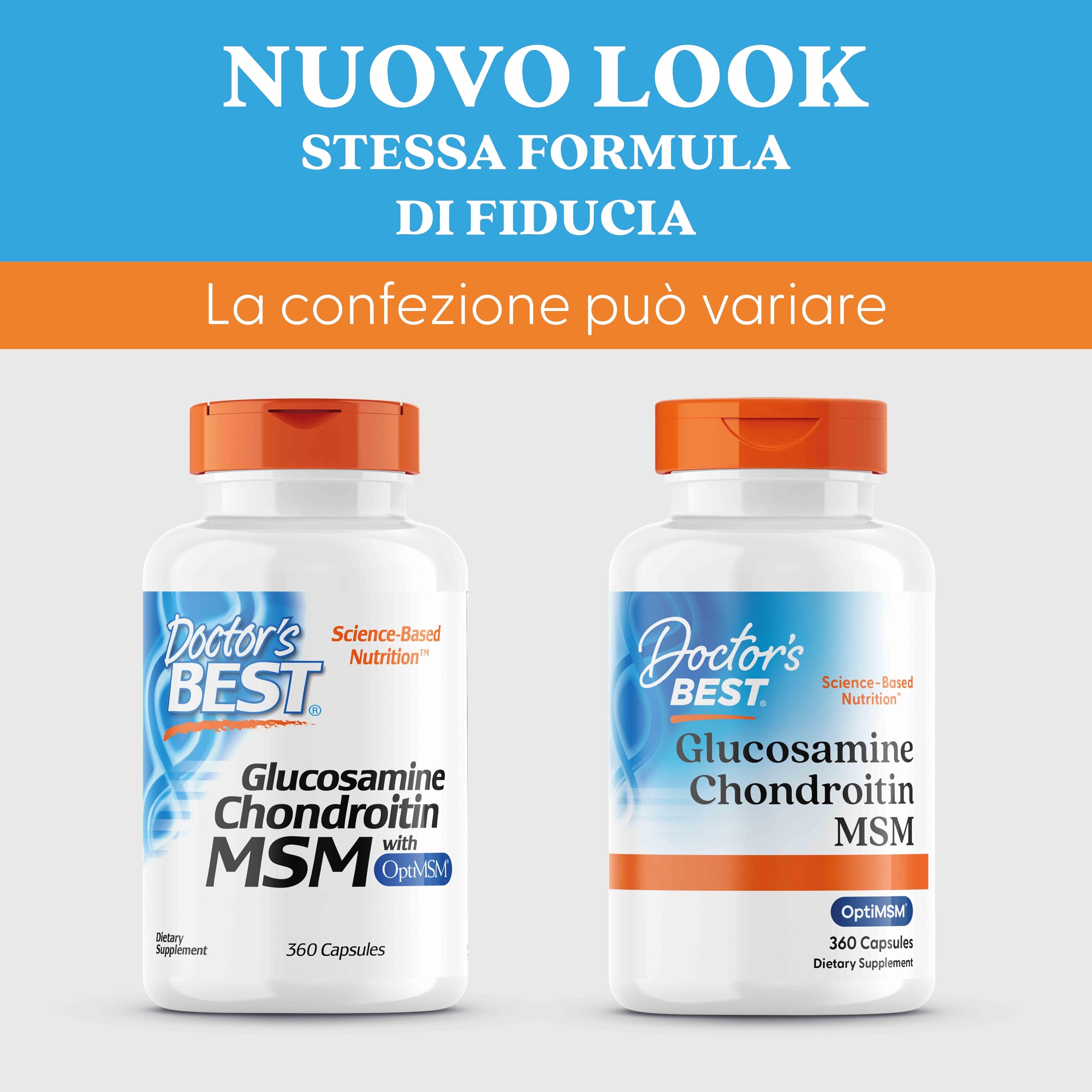 Doctor's Best, Glucosamina-Condroitina MSM, con OptiMSM, 360 Capsule, Testato in Laboratorio, Senza Soia, Senza Glutine, Non OGM