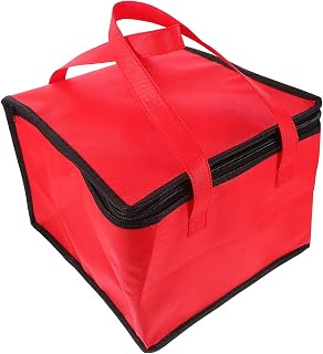 Insulated Food Delivery Bags - 10" Grocery Pizza Bag Insulated Foldable Tote Heavy Duty Storage Container for Hot or Cold Food Carrier Restaurants Catering (Red)