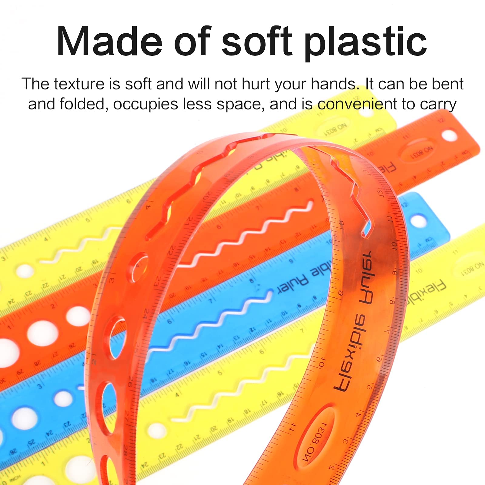 4 stuks flexibele liniaalset, 30 cm/12 inch plastic liniaal zachte buigbare liniaal, kleur transparante liniaal, CM/INCH linialen, kinderlinialen schoolbenodigdheden, plastic liniaal voor school, huis