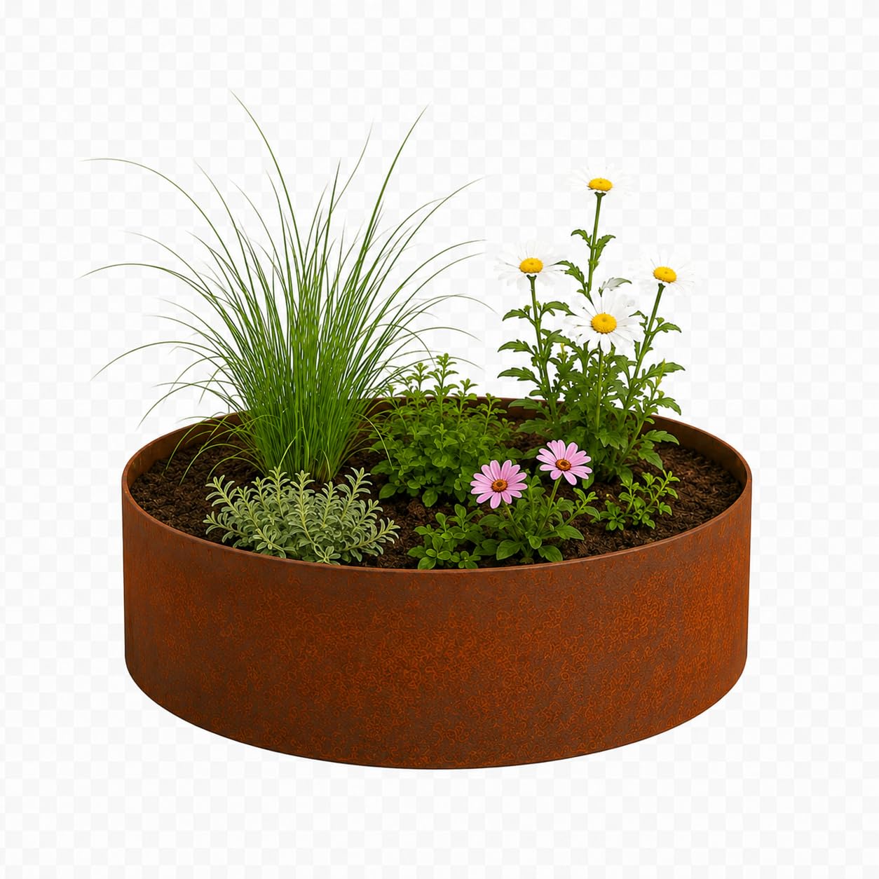 Pflanzring Edelrost Hochbeet Pflanzkübel Baumring Metallring Kräuterbeet Stahlring (1, Ø 40 cm Höhe 20 cm)