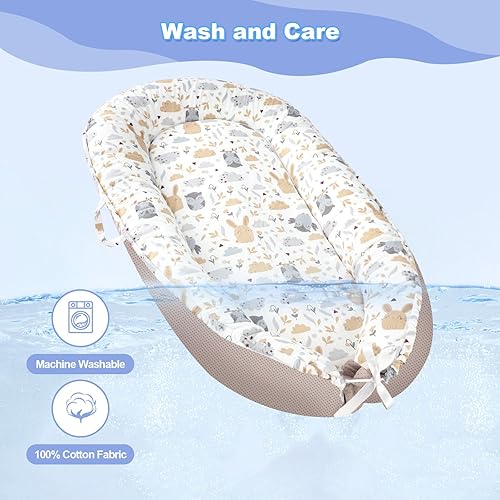 Miniatura 7 de Tumbona para bebé, tumbona portátil para recién nacidos de 0 a 24 meses, nido infantil para viajes, tiempo de piso y uso en cuna, artículos