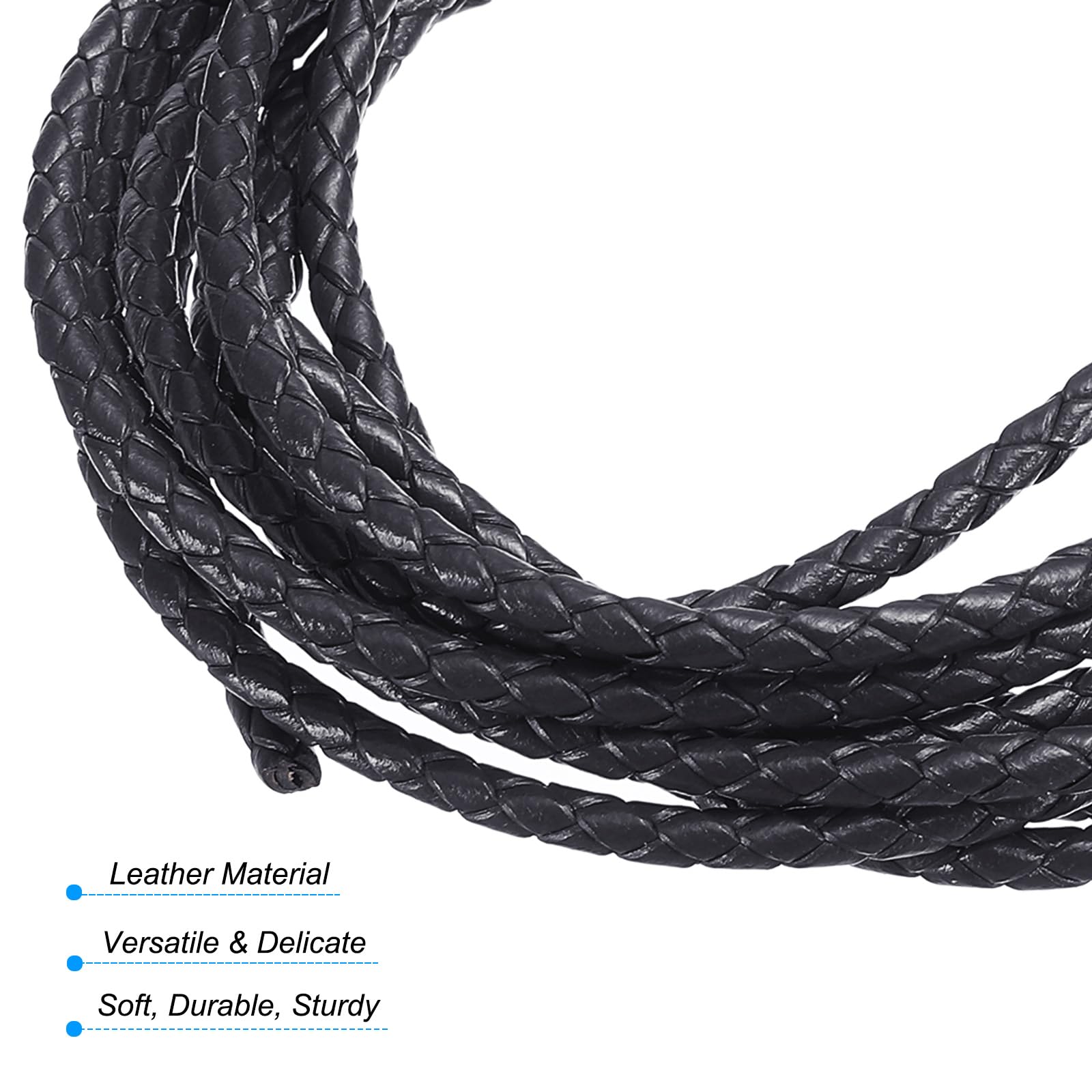 PATIKIL Round Braided Leather Cord - Image 3