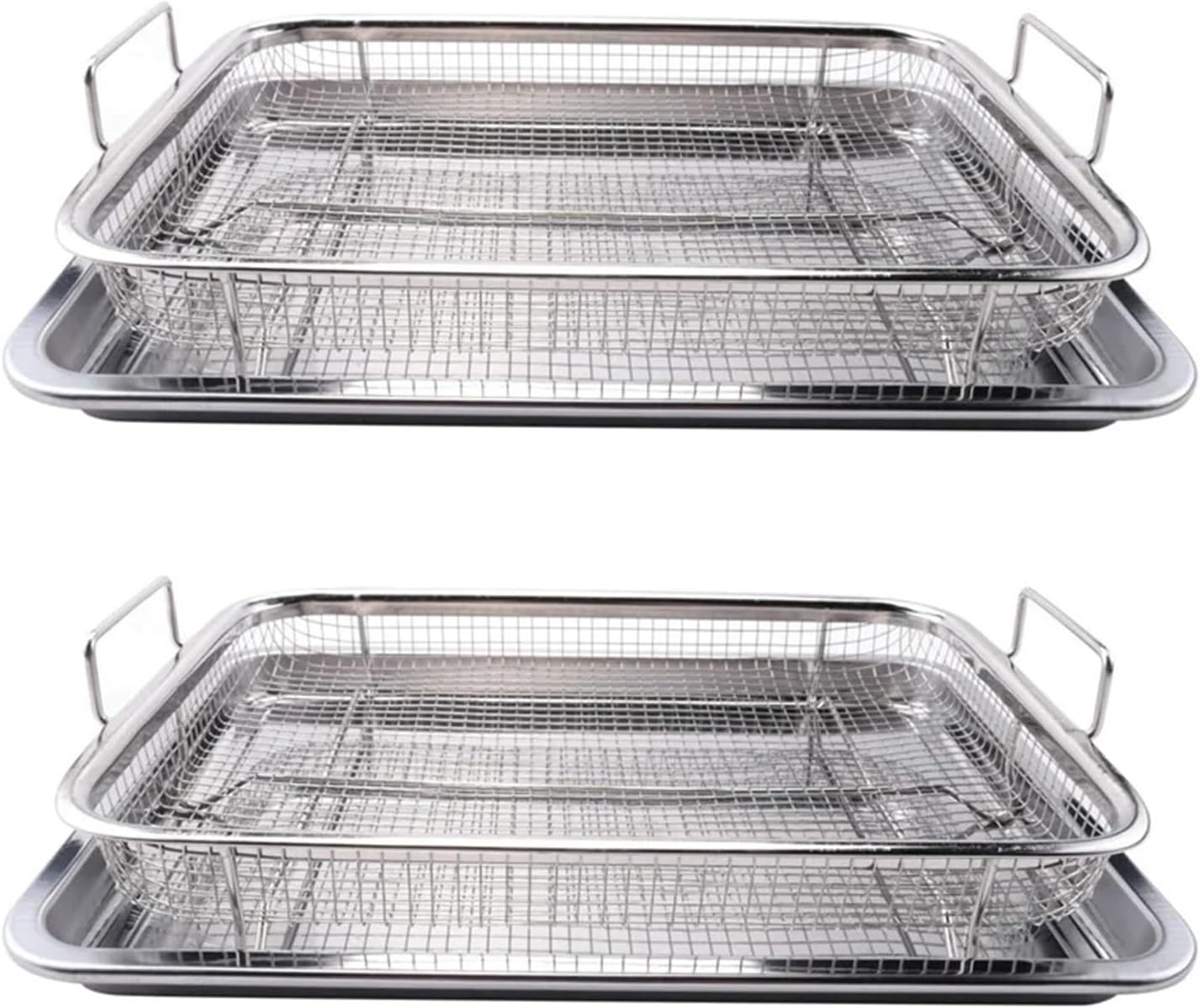 Air Fryer Basket For Oven,Stainless Steel Crisper Tray And Pan, Deluxe Fry In Your, Compatible For The Grill