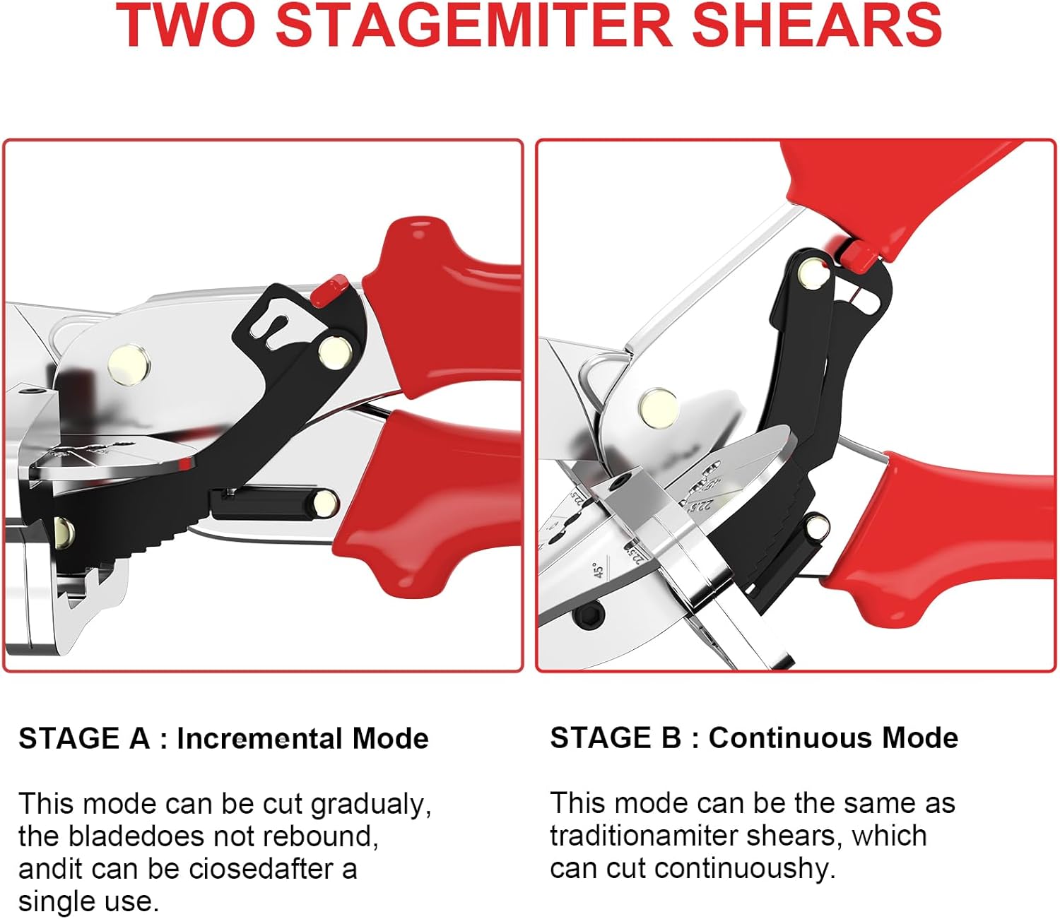 GARTOL Miter Shears 22.5°-135° Adjustable – Precision Angle Cutter for Molding, Shoe Molding, Quarter Round, PVC, Wood Trim, MDF, Heavy-Duty Multi-Angle Cutting Tool with SK5 Steel Blade & Spare Blade