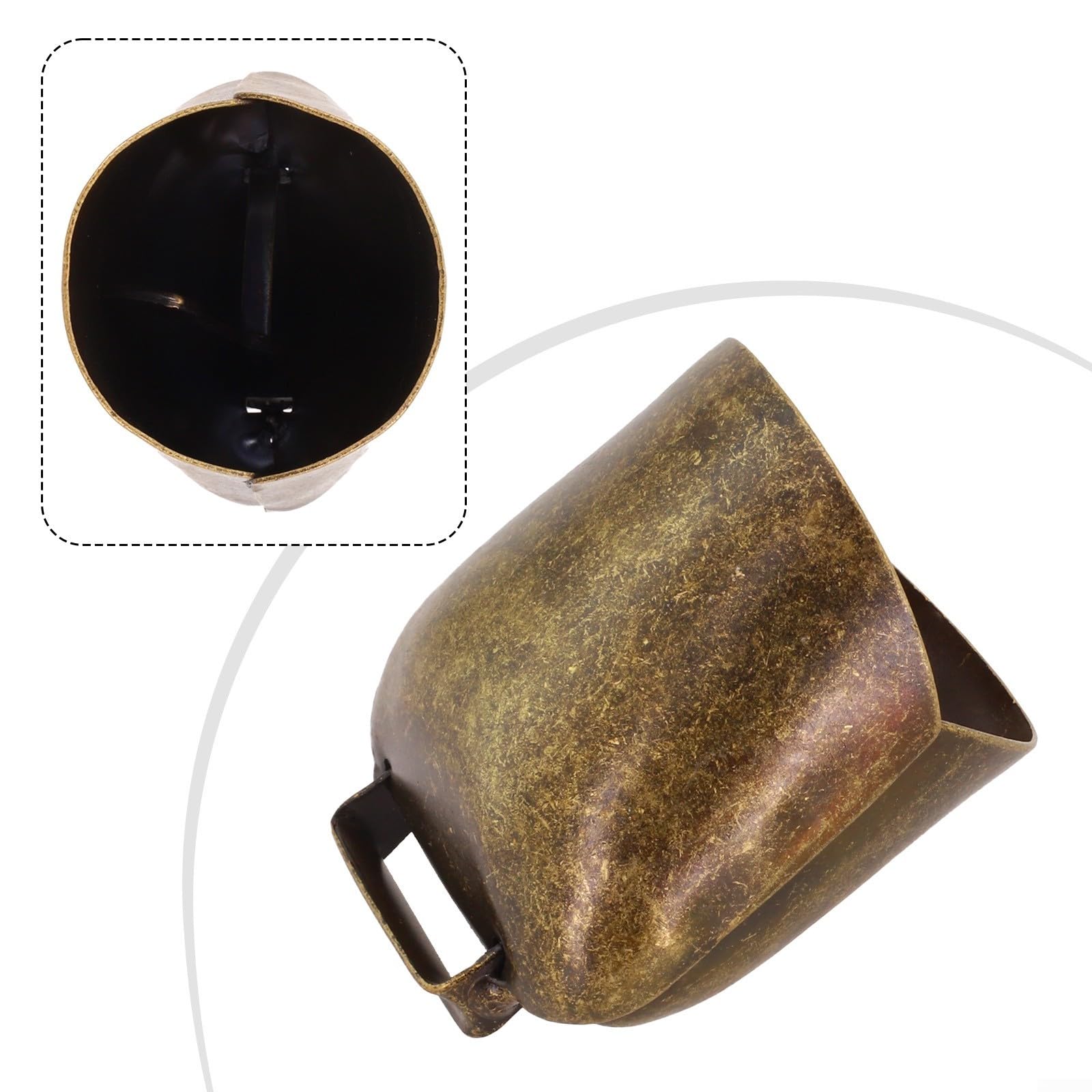 Campanaccio in metallo per mucca, campana per pecora e campana per cavallo per il pascolo del bestiame – Campana da fattoria in ferro rumorosa con suono a campana, finitura bronzo/rame rosso/oro
