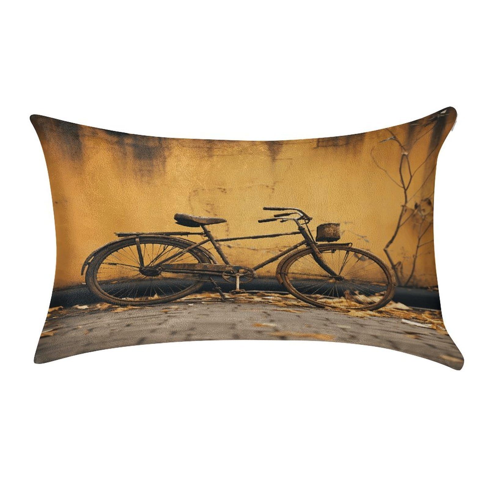 Fekiloot Style Old Rusty Vintage Bicycle Pillow Covers Home Decor Pillow Cases