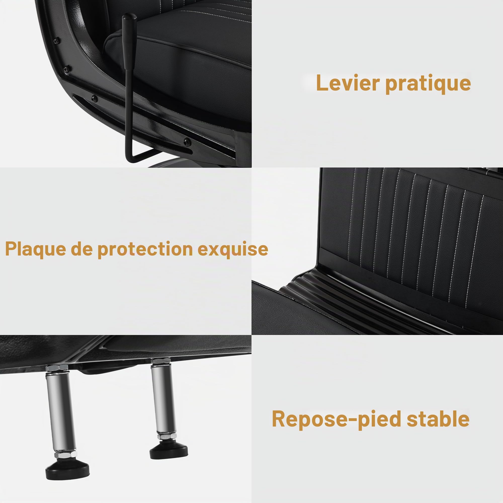 Barberpub 3822 Fauteuil de coiffeur Noir