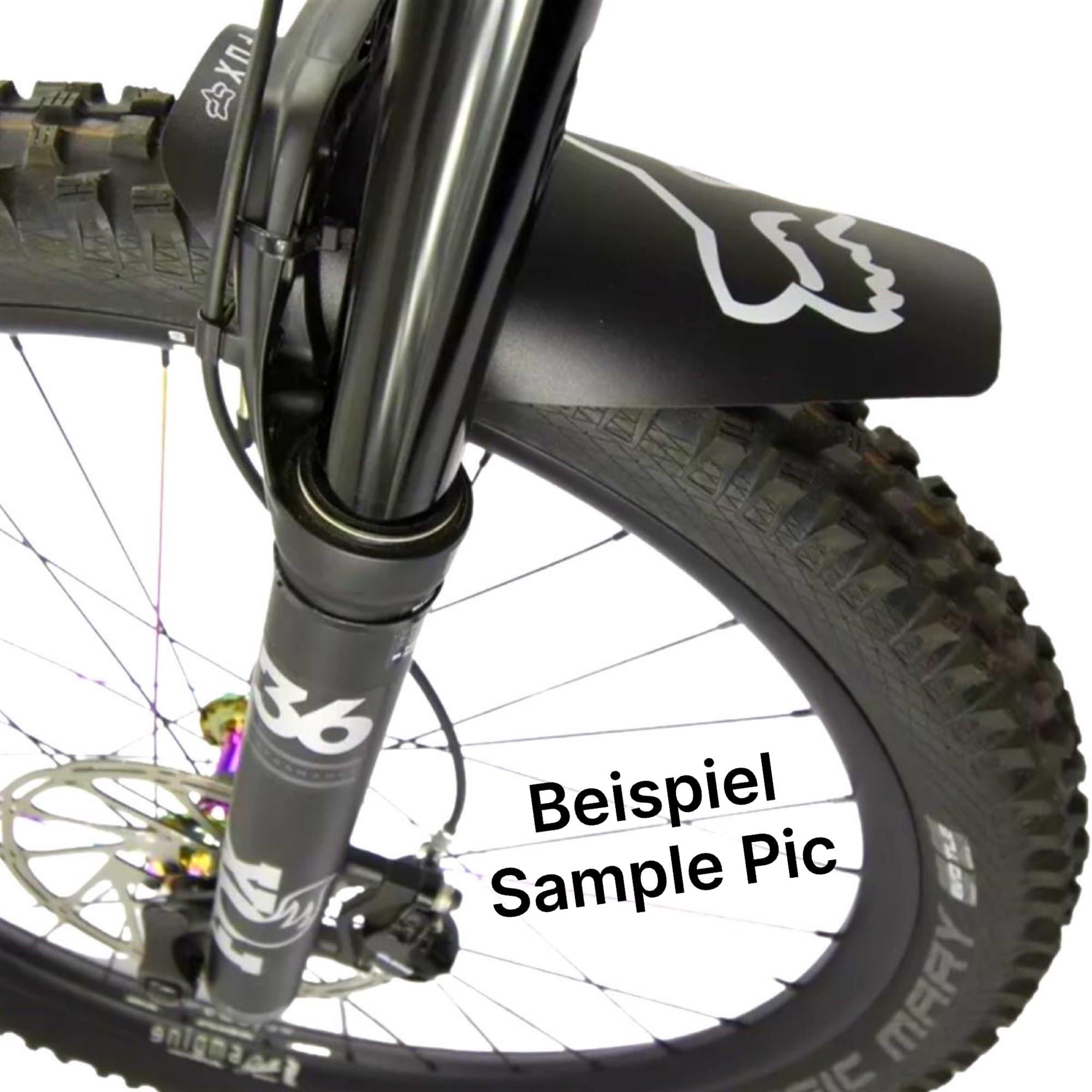 Mud Guard rower Racing MTB DH FR Ebike kompatybilny z widelcem Fox, ochrona przed pryskaniem, błotnik (Retro Camo/Logo biały)