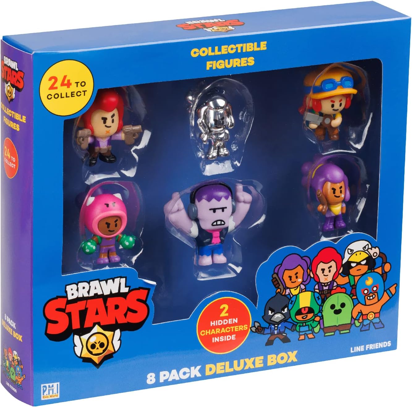 Brawl Stars Collectable Mini Figures Deluxe 8 Pack | 2 Mystery Characters | 1 Silver Skin Figure | 2 Inch Figures | P.M.I. Official Licensed Toys | Supercell | Gift For Gamers Toys