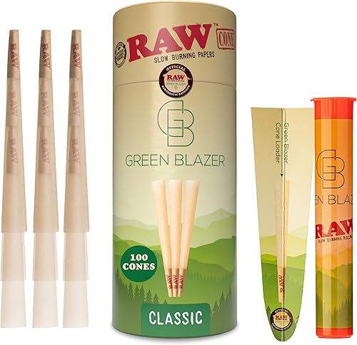 RAW Classic King - Conos clásicos preenrollados papel de fumar clásico en tamaño grande con puntas de filtro, cono RAW de combustión limpia y lenta