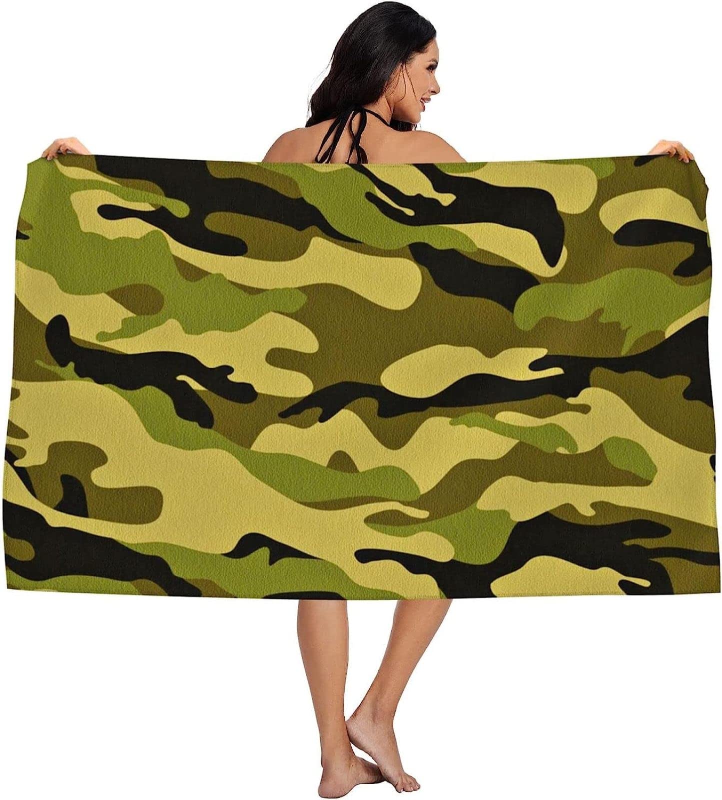 KATATI Camuffare Telo Mare Grande, Microfibra Asciugamano da Spiaggia, Teli Mare Camuffare, Asciugatura Rapida Antisabbia Adulti Teli Mare per Nuoto Campeggio 3D Telo Mare 150x200 cm