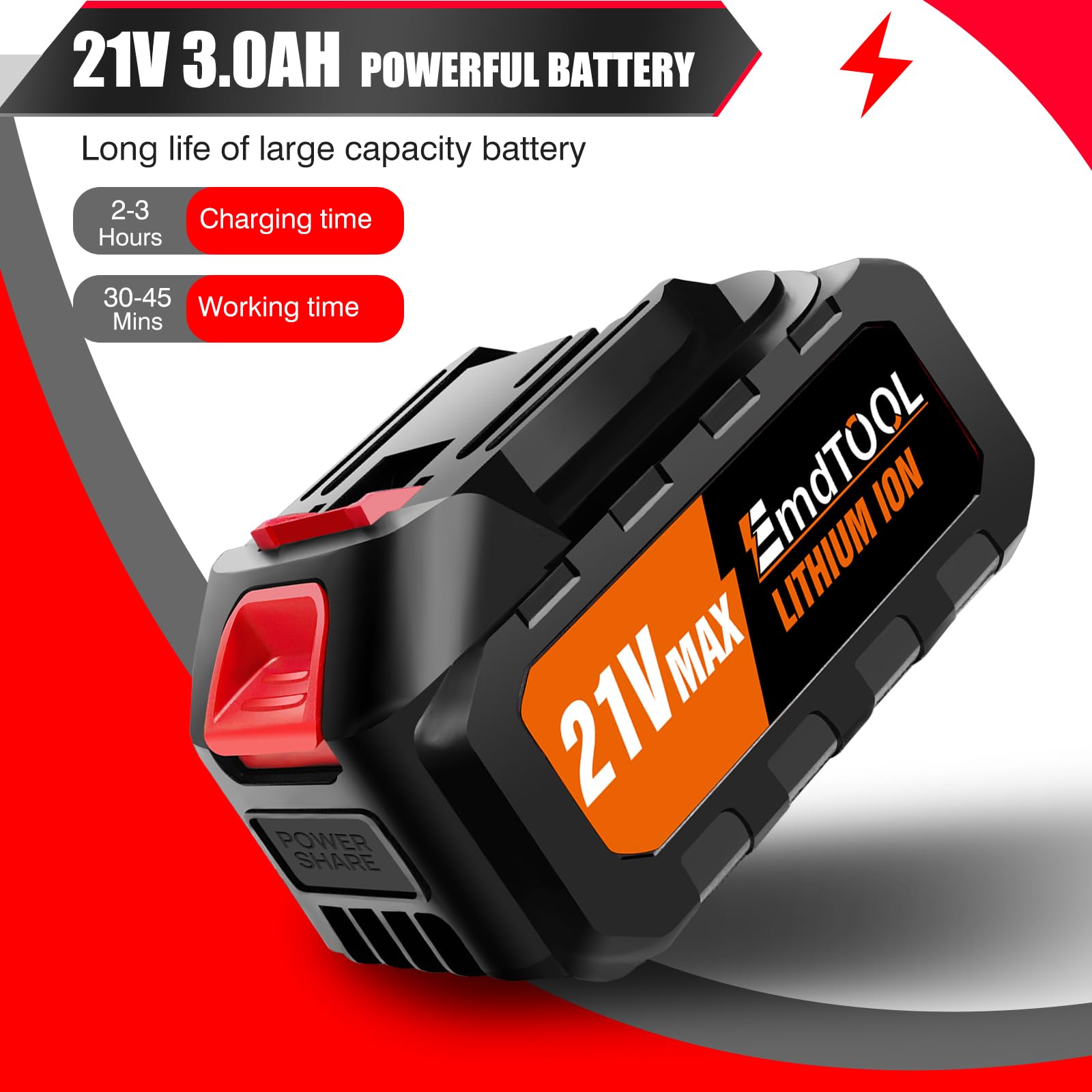Hidrolimpiadora sin Cable 21V con batería Li-Ion 3.0Ah Bolsa Manguera 5M Hidrolimpiadora portátil 45Bar Alta presión para Limpiar el Coche Regar el jardín
