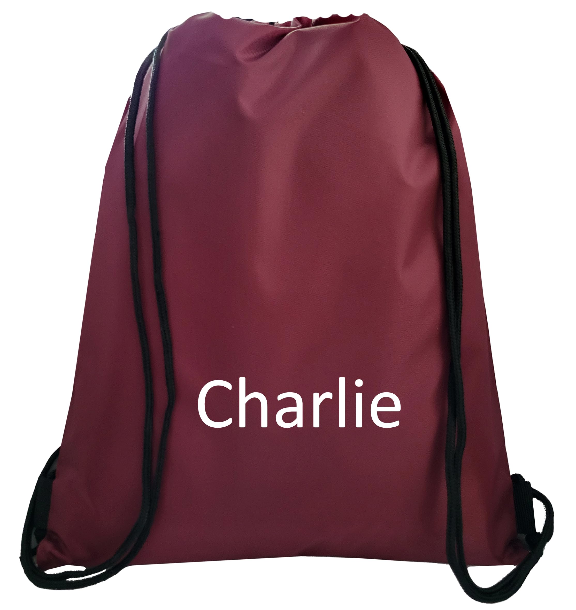JJLC Personalised School Sports Gym PE Drawstring Bag Embroidered Name (Maroon)