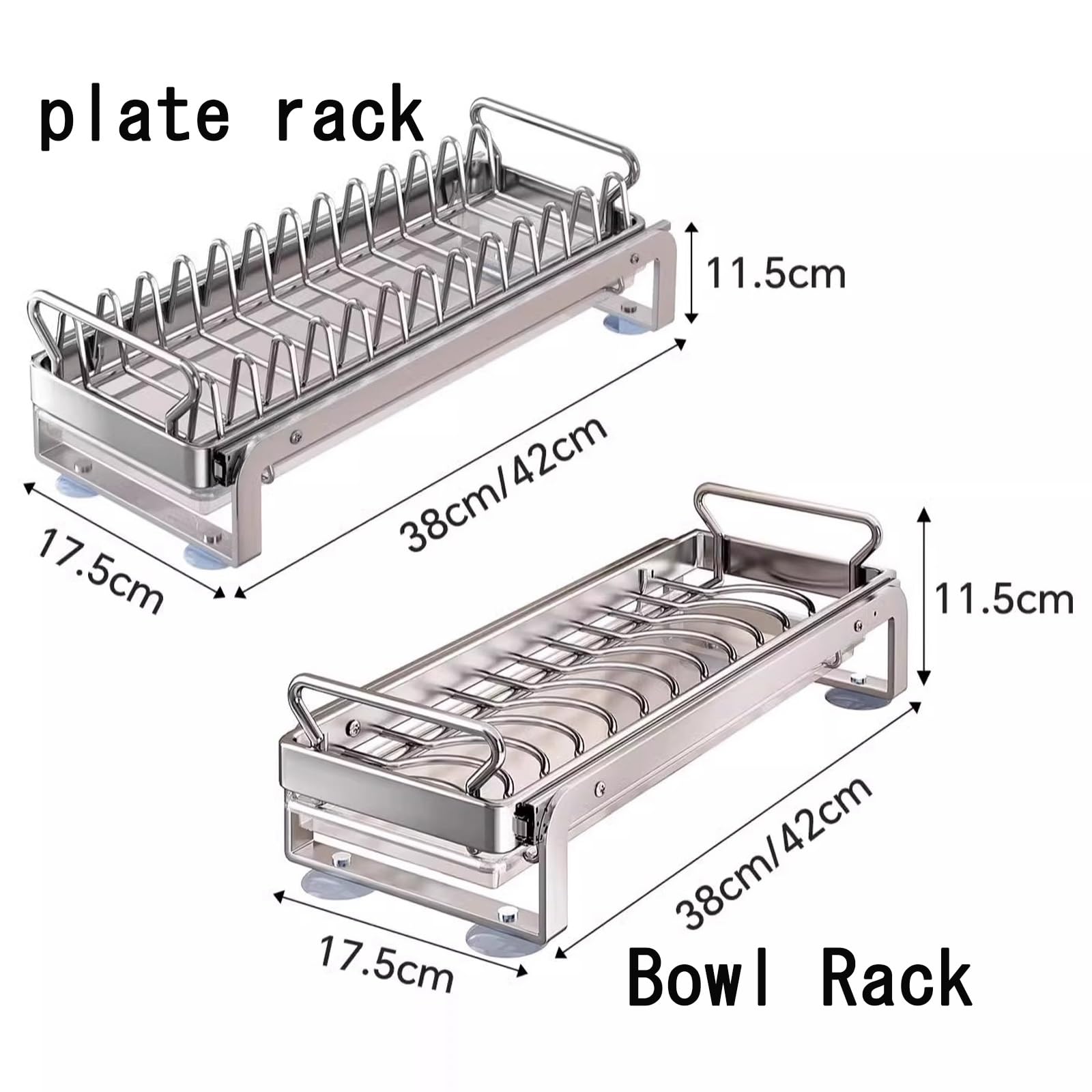 Abtropfgestell Geschirr, Geschirrabtropfgestell Edelstahl, Teller Organizer Schublade, Tellerhalter Schublade Teller Organizer, Teller Organizer Schrank Selbstklebender Ohne Bohren(Plate Rack,42CM)