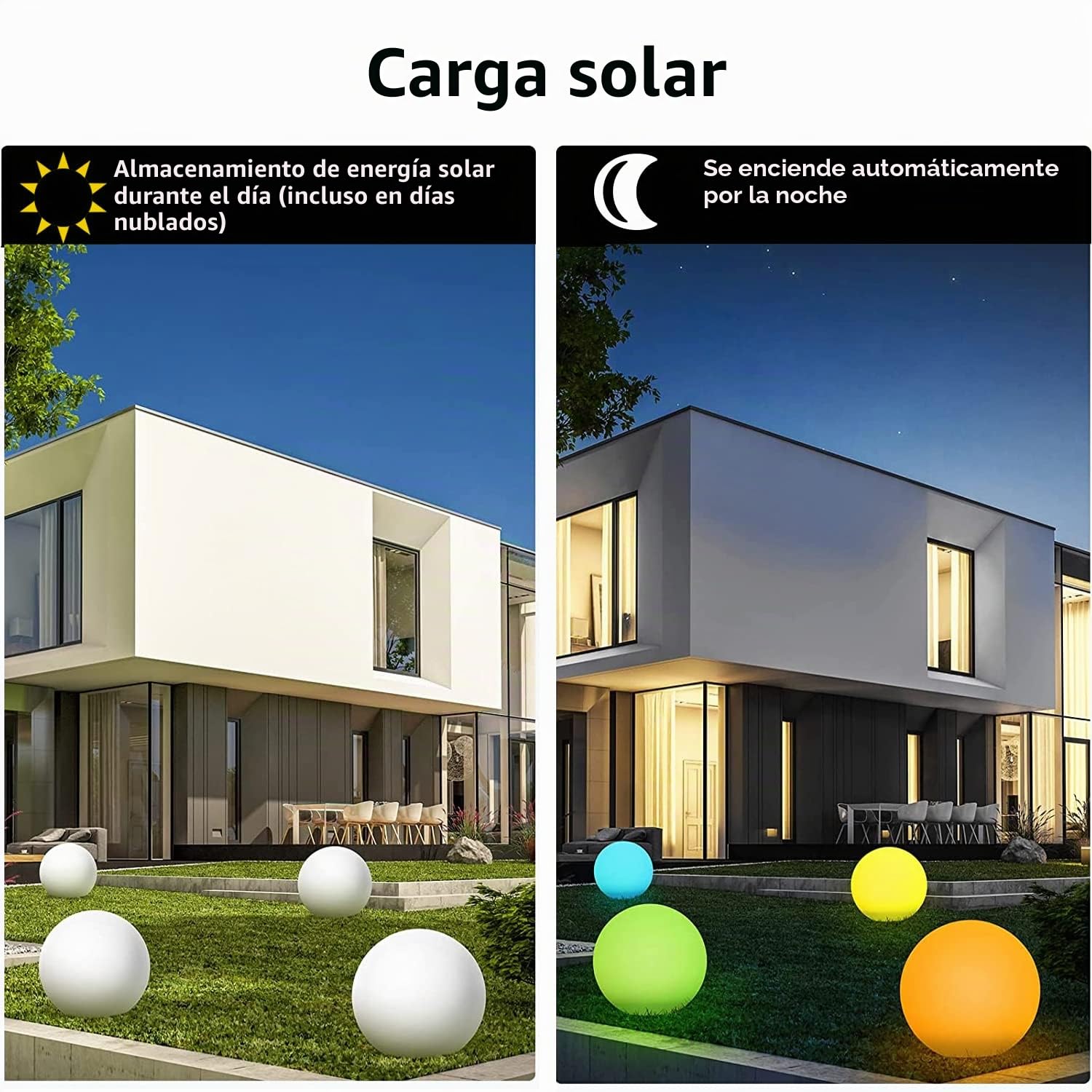 VELAMP Esfera LED RGB recargable solar de 40cm. Con control remoto