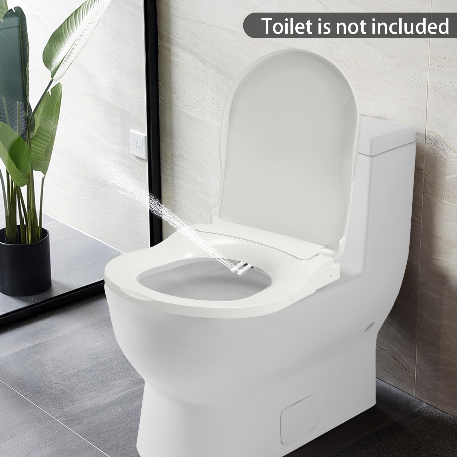 Abattant WC avec fonction bidet type D, avec double buses nettoyantes, nettoyage séparé des femmes + nettoyage des parties arrière, blanc